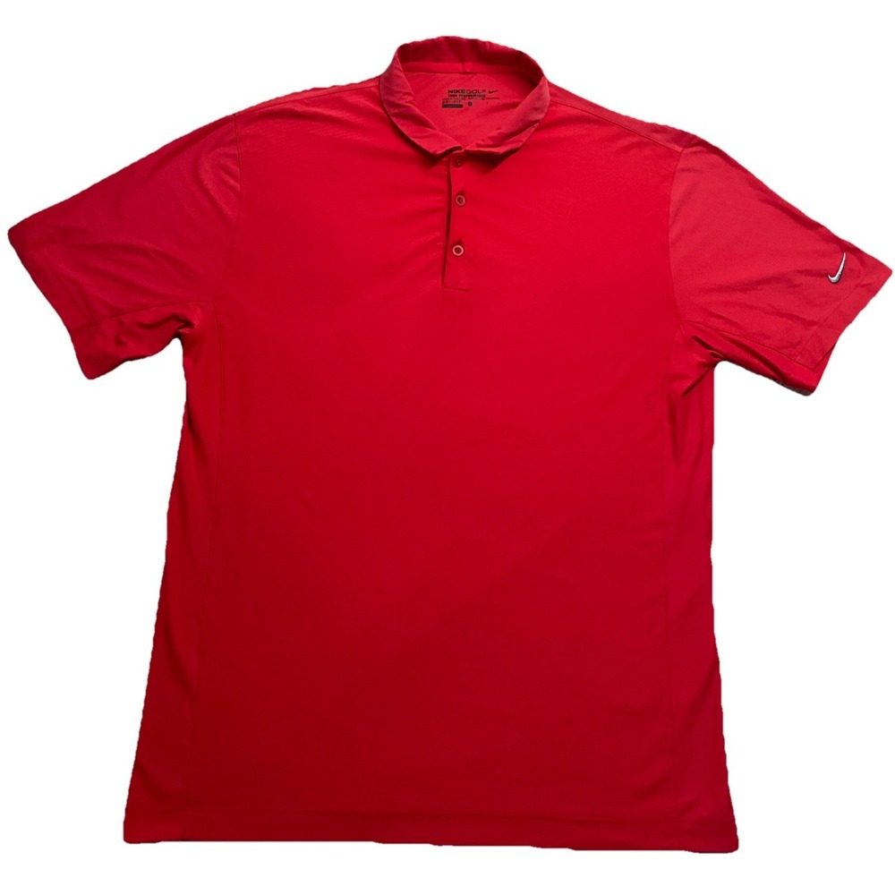 Nike Golf Dri Fit Mens Red Short Sleeve Polo Shirt Size L